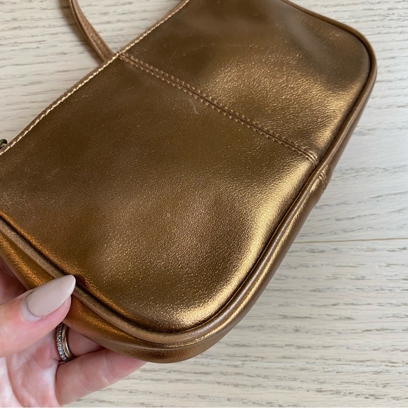 GAP Mini Purse, Bronze, Faux Leather Shoulder Bag, Wristlet, Fall, Metallic - Picture 4 of 7
